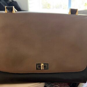 Elegant Brown and Black Leather Handbag - made in Italy